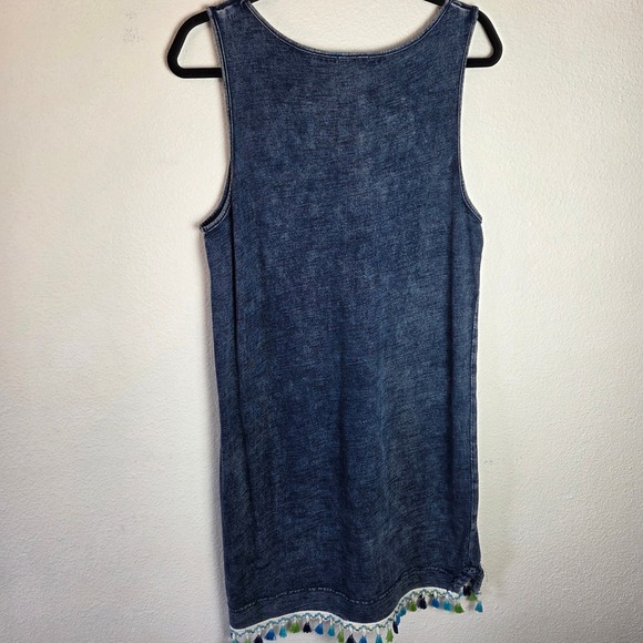 Jane and Delancey Cotton knit Tank Shift Dress Tassel Hem Beach Boho - Picture 3 of 9